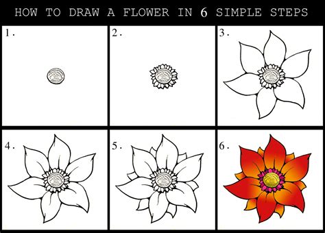 how do you draw a flower step by step